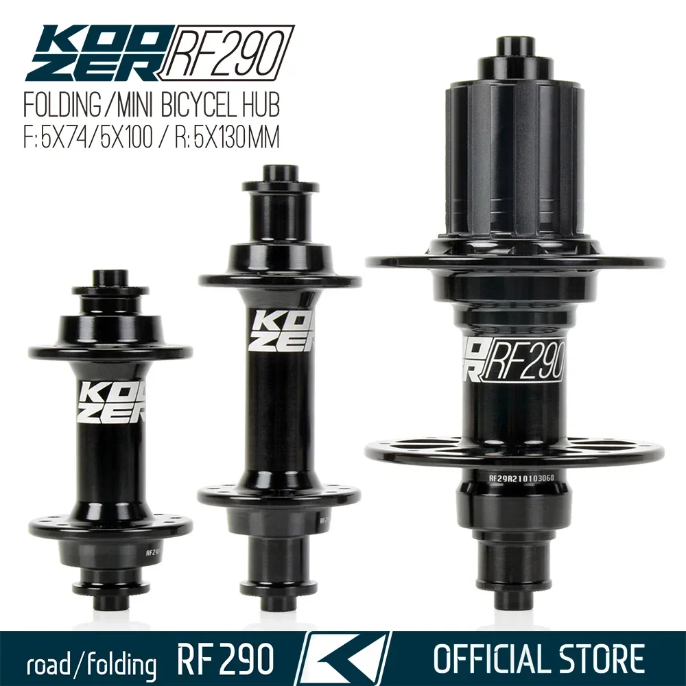 Koozer RF290 Mini Folding Road Bicycle Hub 5x74mm 5x100 QR 5x130 Rim Brake 20H 24H Holes HG 10S 11S 2:1 Ratio Super Light Pair