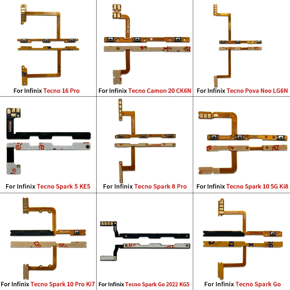 Power On Off Button Volume Switch Key Control Flex Cable For Infinix Tecno 16 Pro Camon 20 CK6N Pova Neo LG6N Spark 5 7 8 10 GO