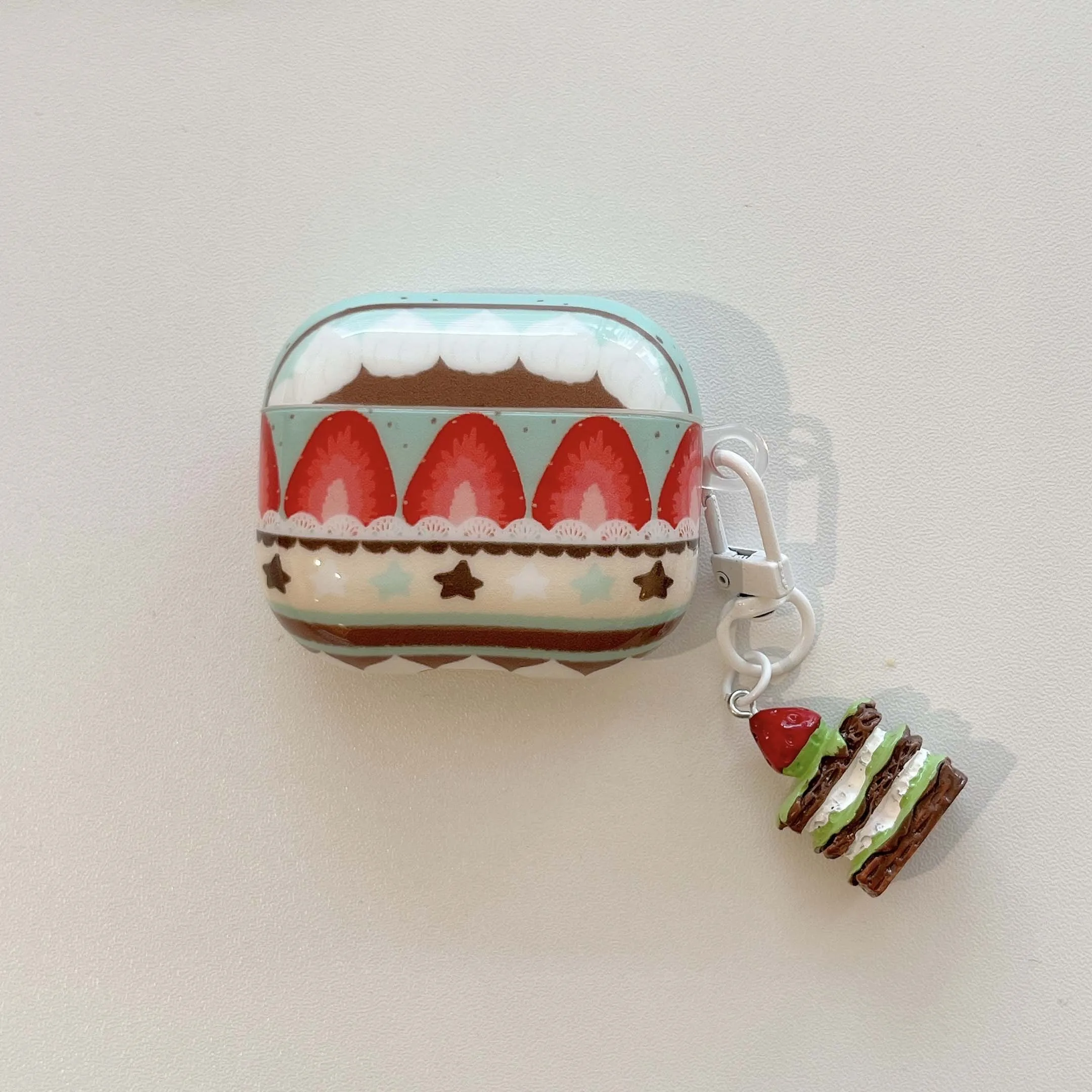 Cute chocolate strawberry sweet cake imd earphone case cartoon for apple airpods 4 3 2 1 pro 2nd wireless bluetooth charging box - view 3