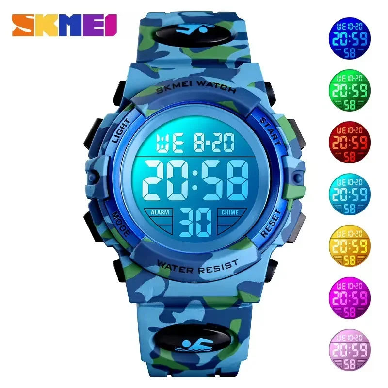 

SKMEI 1548 Sport Children's Watch 5bar Waterproof Colorful Lights 12/24Hour Camouflage relogio infantil Boy Kids Watches