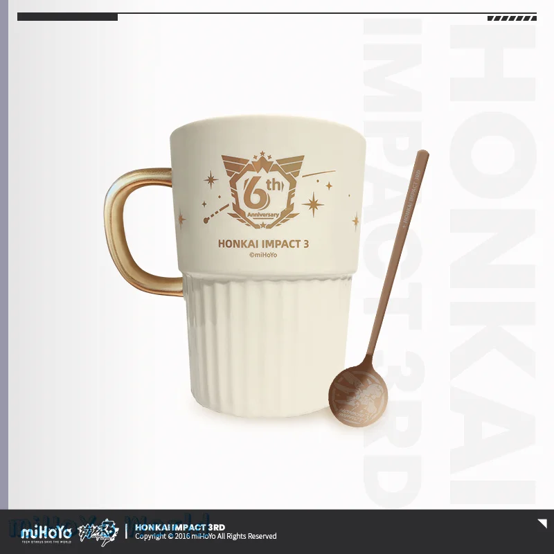 

Genuine MiHoYo/Honkai Impact 3 6th Anniversary Cosplay Memorial Mug Anime Ceramic Coffee Cup Metal Spoon Kids Xmas Gift 410ML