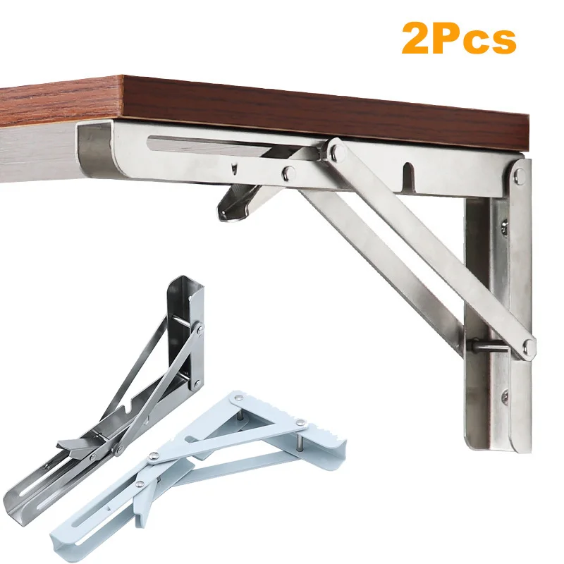 Heavy Duty Stainless Steel Collapsible Shelf Bracket for Table Work Space Saving DIY Bracket