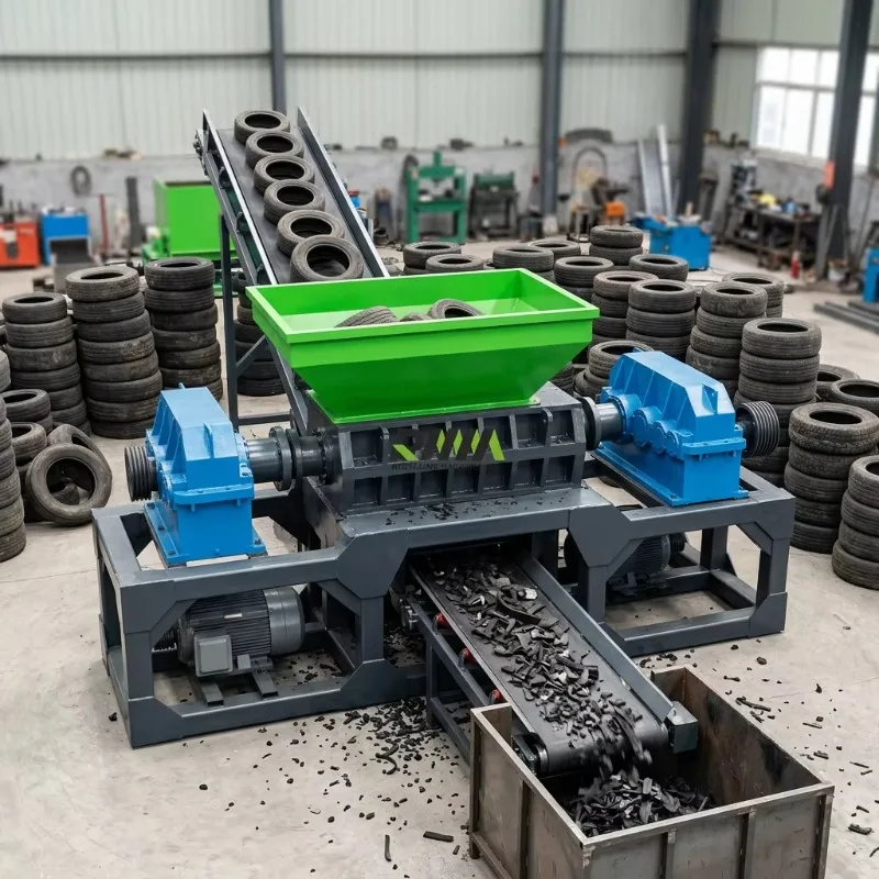 Mobile Tire Shredding Equipment Energy Saving Rubber Tyre Shredder Automatic Waste Tire Processing Device Custom Working Mode