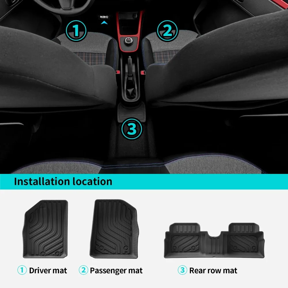 For Dacia Spring EV 2021-2023 Renault City K-ZE Renault Kwid E-Tech Electric TPE 3D Car Floor Mats Trunk Pad Black