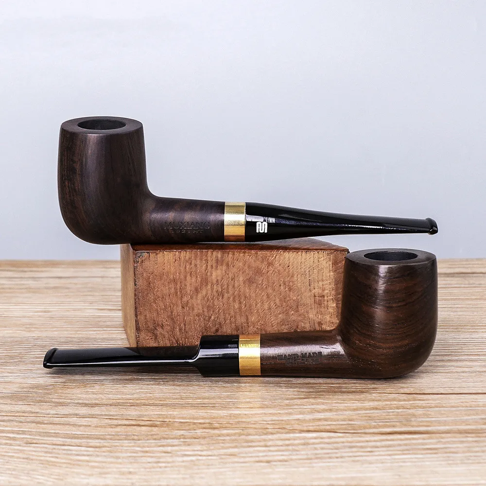 1Pc Ebony Wood Pipe Smoking Pipes Portable Smoking Pipe Herb Tobacco Pipes Grinder Smoke Gifts Black/Coffee