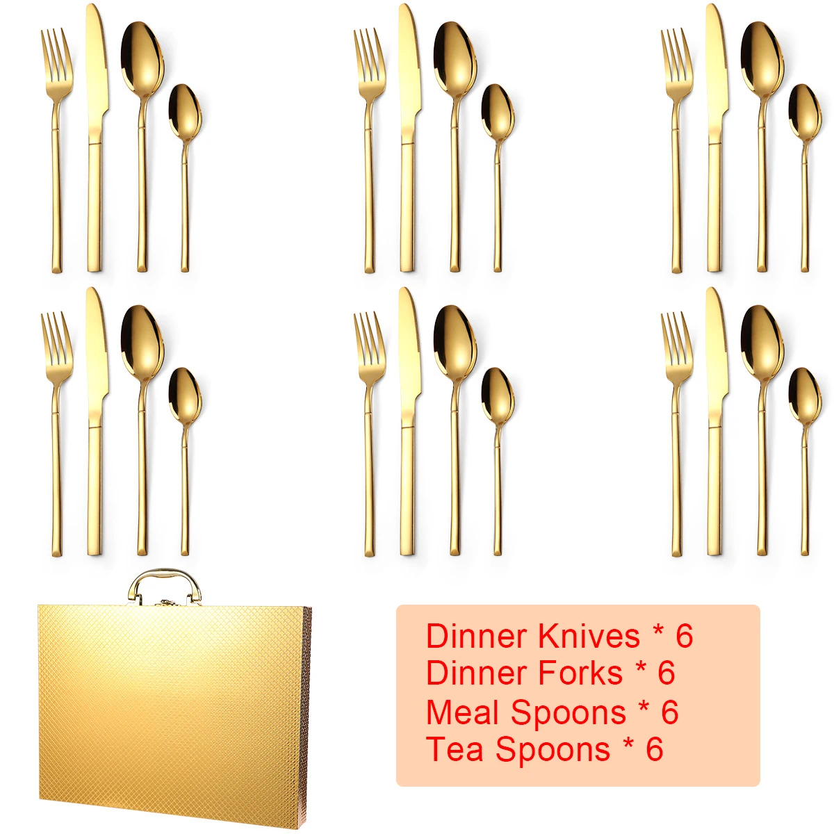 24Pcs Stainless Steel Dinnerware Flatware Set Spoon Knife Fork Hotel Restaurant Cutlery Set Kitchen Tableware Sets With Gift Box