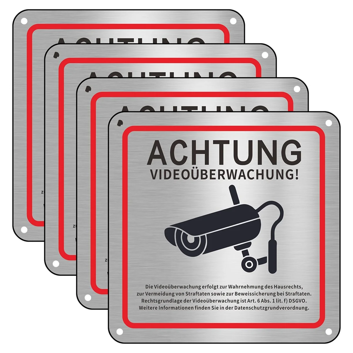 Video Surveillance Sign, Video Surveillance Private Property, 15 X 15 cm Metal Warning Video Surveillance Sign 4pack