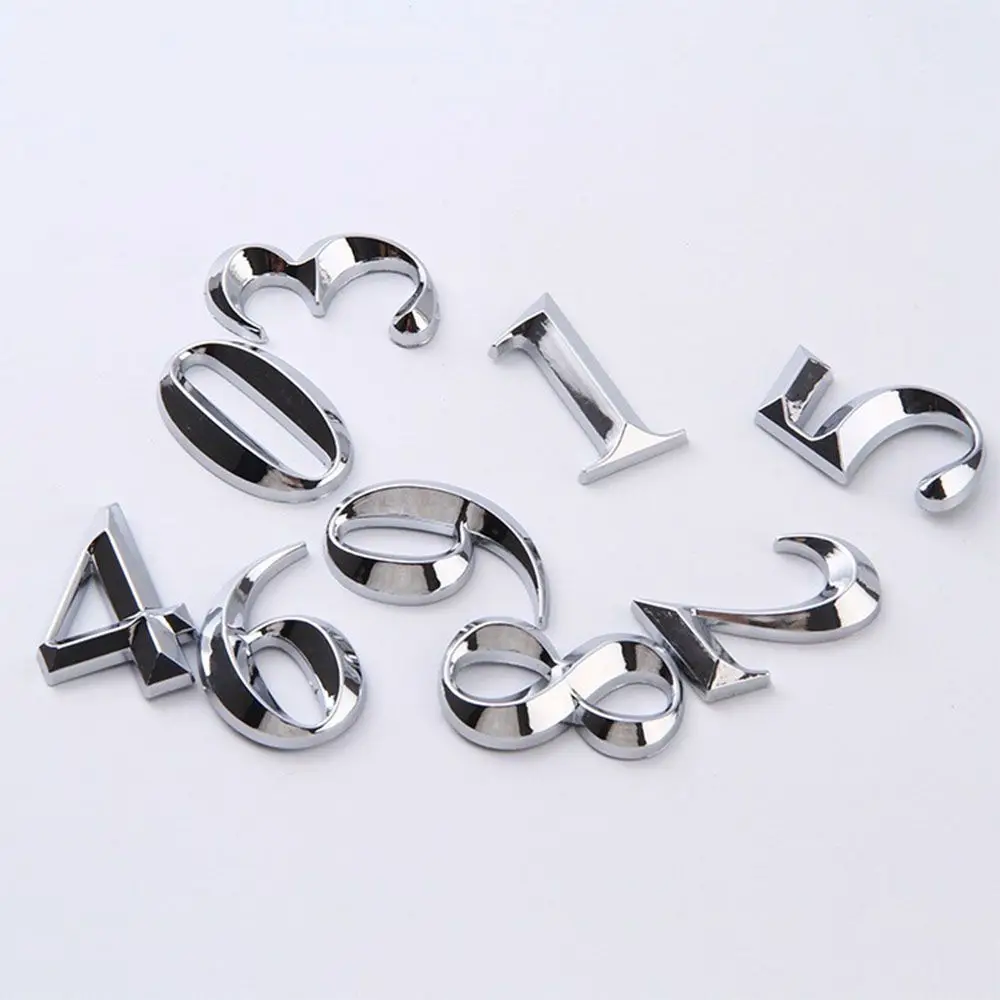 Modern 5cm ABS Plastic Label Door Plate Sign Digits House Number Stickers 3D Self Adhesive