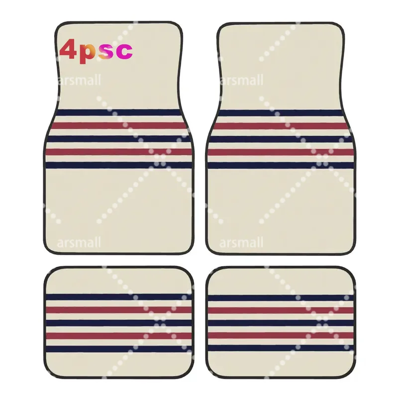 This Set Of 4 Car Floor Mats Features An Exquisite Design With Vintage Stripes, Embodying A Classic Automotive Theme. They Are P