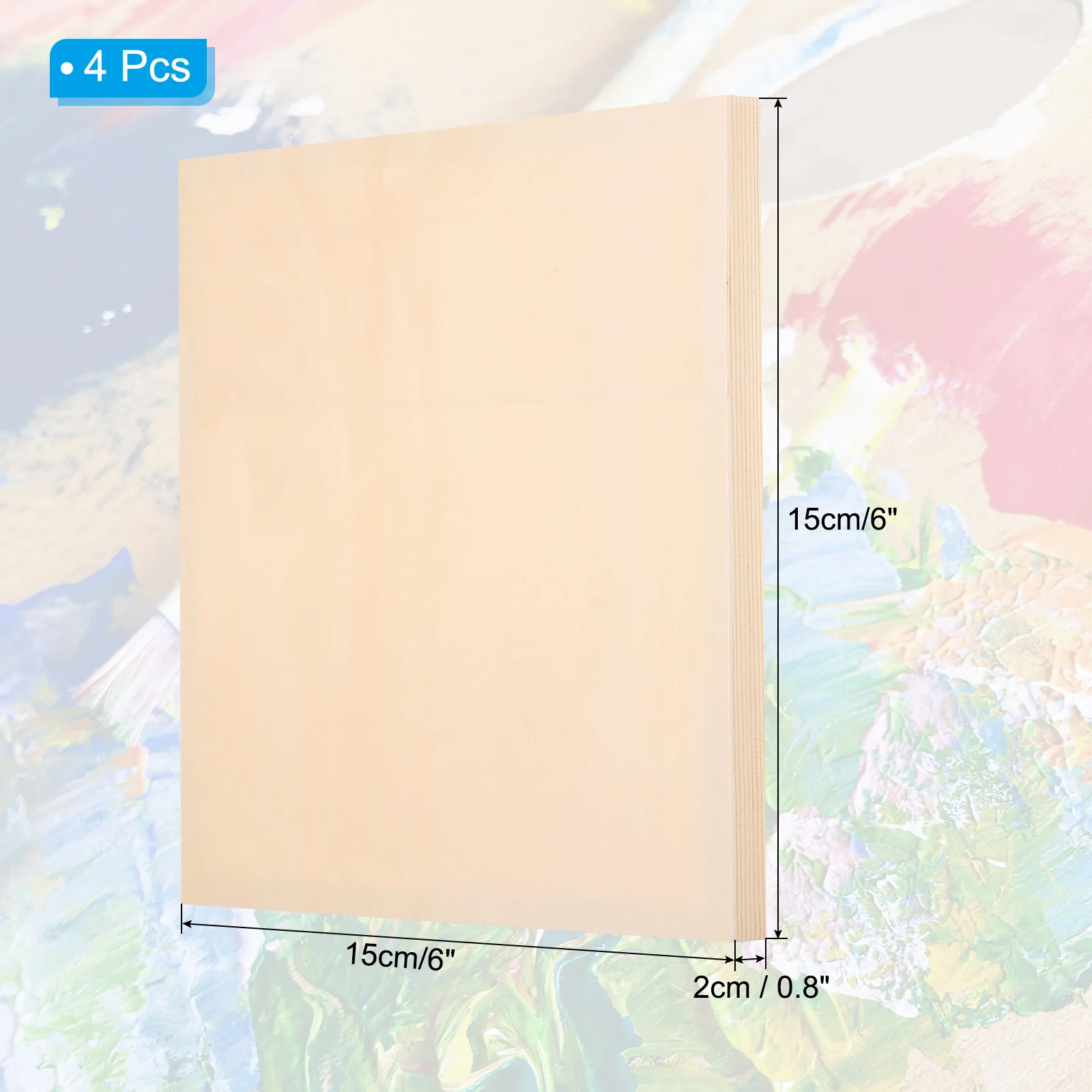 2/4Pcs Wood Panel Board for Painting Unfinished Wooden Canvas Boards Square Blank Deep Cradle Board for Painting Pouring DIY Art