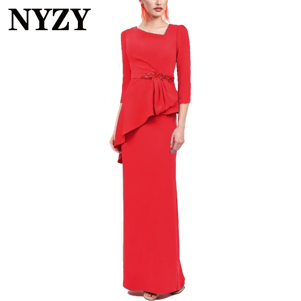 NYZY-M409 Mãe dos vestidos de noiva, mangas 3/4, vestido longo laranja, vestidos de coquetel para festa de casamento, Guest Wear, M409, 2024