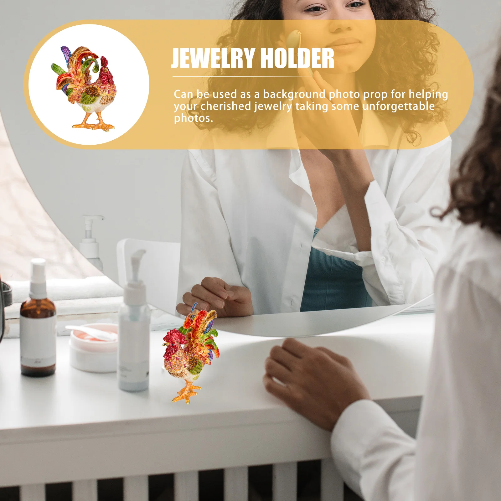 Small Vintage Rooster Jewelry Case Household Ornament Creative Storage Holder for Women Jewelry Case Ring Storage Box