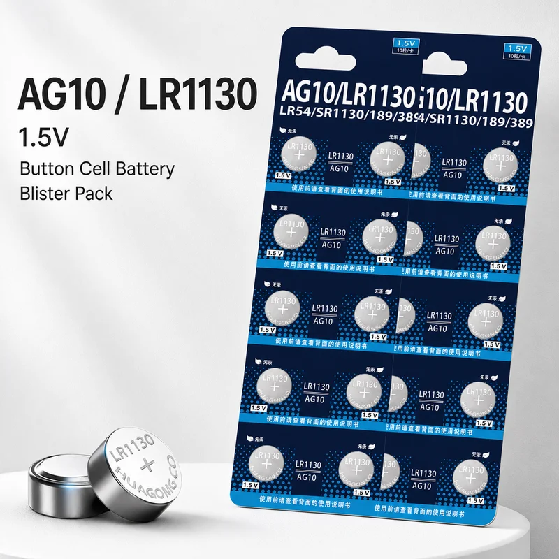1.55V AG10 LR1130 Button Coin Cell Batteries, 389A LR54 L1131 SR1130 Replacement Battery for Watches Calculators Lasers