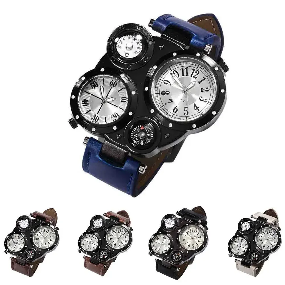 Sports Outdoor Multi-dial Men Watches Movement Quartz 4 Dial Wristwatches Thermometer Compass Wrist Watch relogios masculino