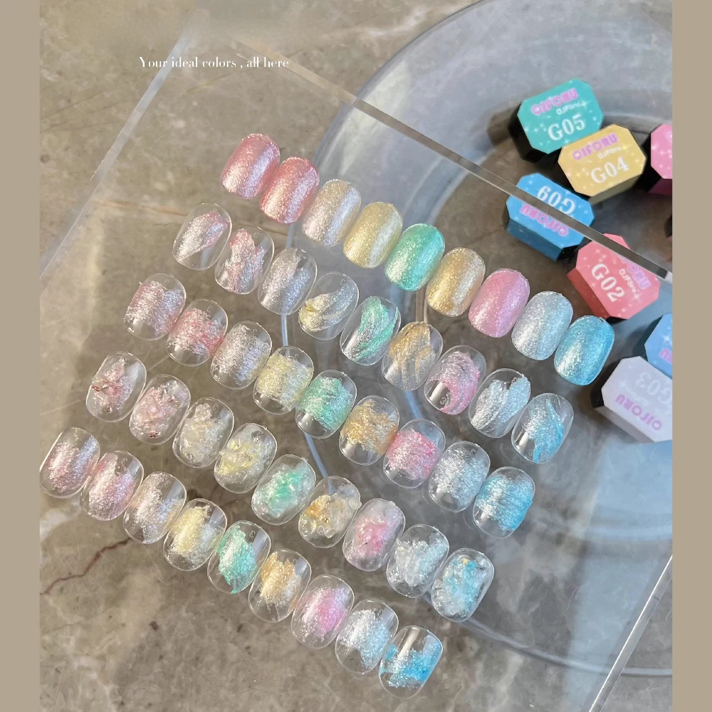 9Color Pearlescent Stain Texture Cream Painting Gel Nail Polish Sculpture UV LED Soak Off Gel Varnish Engraving Gel For Nail Art