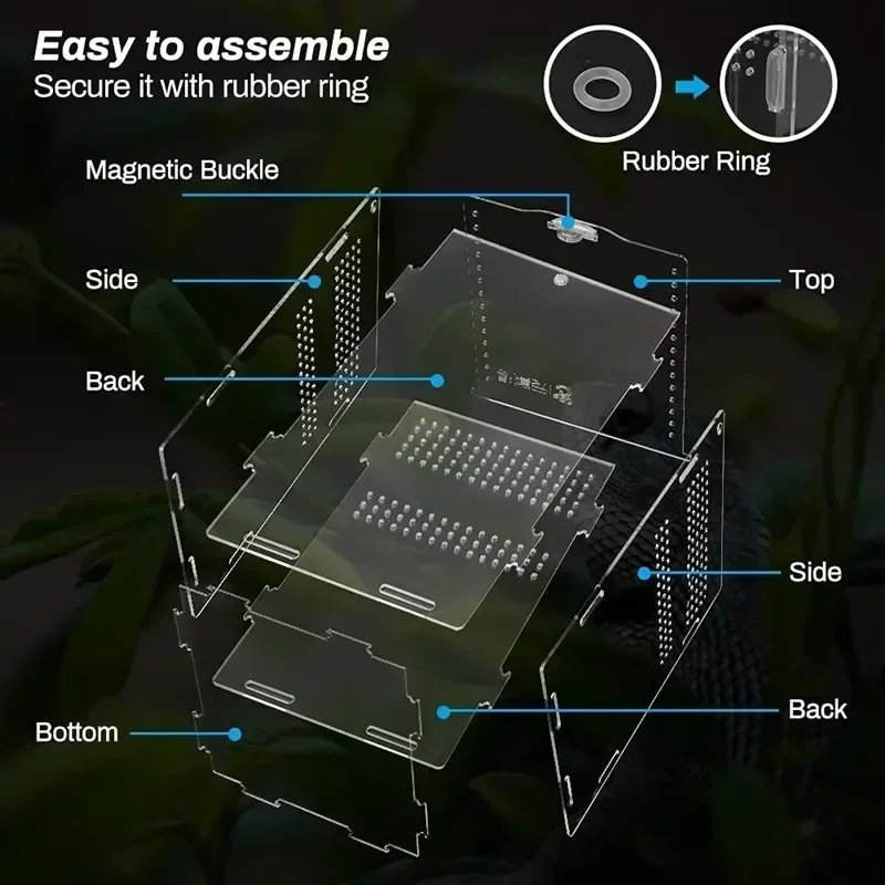 Reptile Breeding Box Habitat Breeding Box Acrylic Transparent Reptile Cage Nano Arboreal Wolf Spider Bearded Dragon Breeding Box