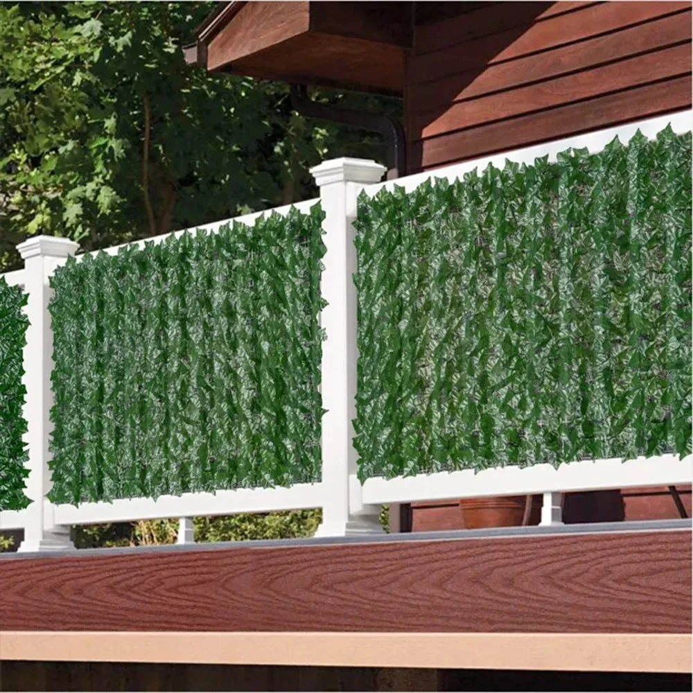 50X200cm Artificial Ivy Hedge Green Leaf Fence Panels Faux Privacy Fence Screen for Home Outdoor Garden Balcony Decoration 1X3m