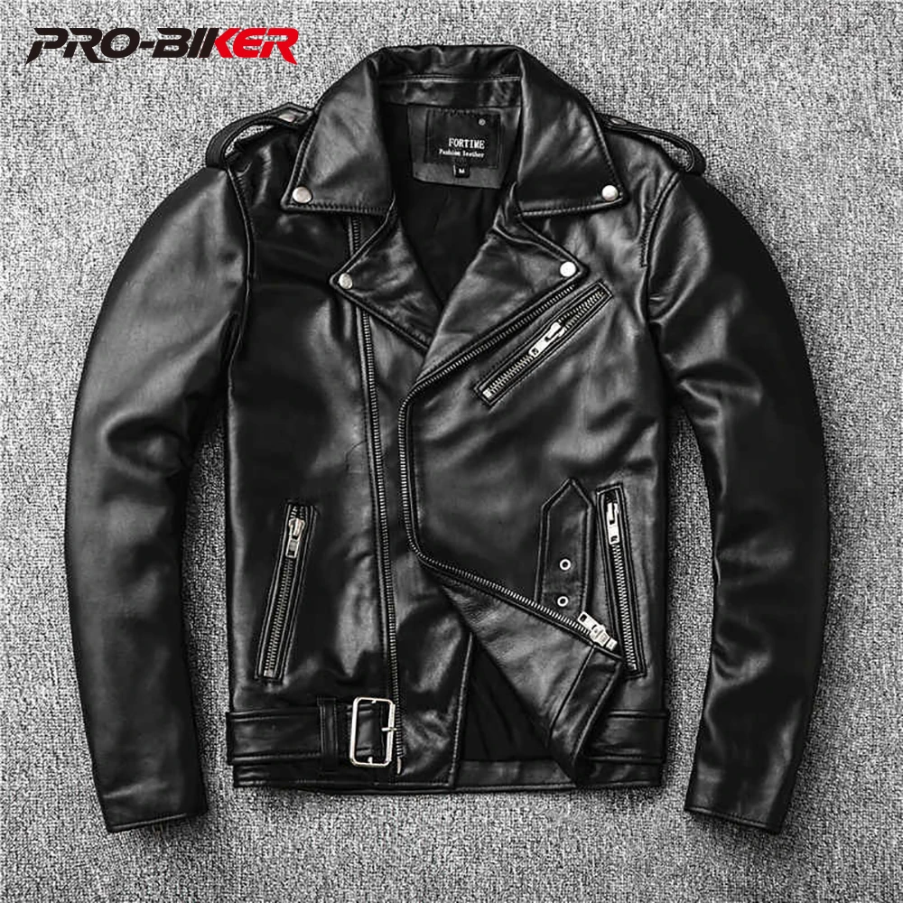 

Motorcycle Genuine Leather Jacket Men's Real Cowhide Coat Vintage Slim Fit Clothes Chaqueta De Los Hombres