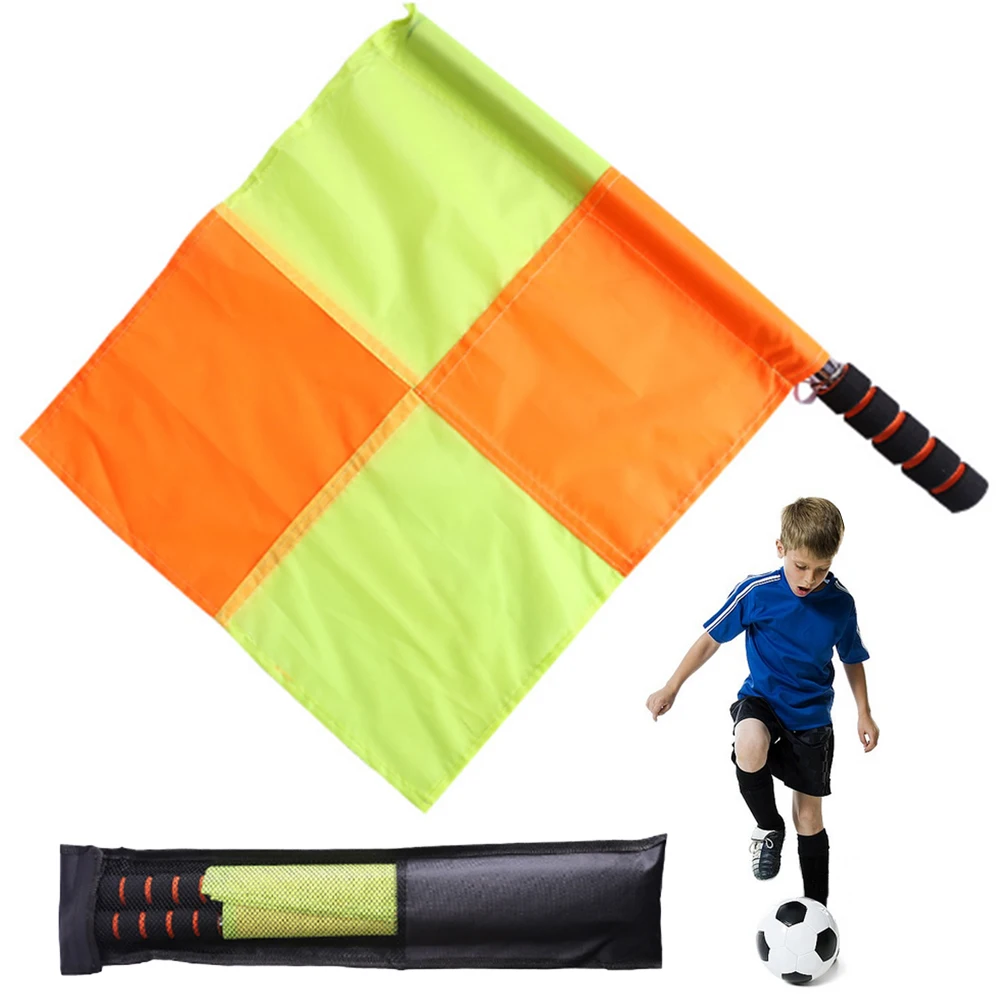 

2Pcs Football Training Flags Anti-Slip Football Linesman Flags Waterproof Fair Play Match Flags Football Referee Equipment