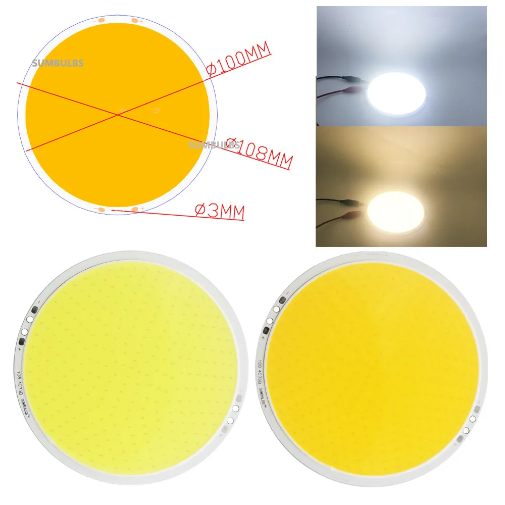 DC 12V Alle Größe 2-200W COB Led-lampe Streifen Panel Modul Chip Diode Bar Runde Form lampe für DIY Schreibtisch Auto Mode Leuchte