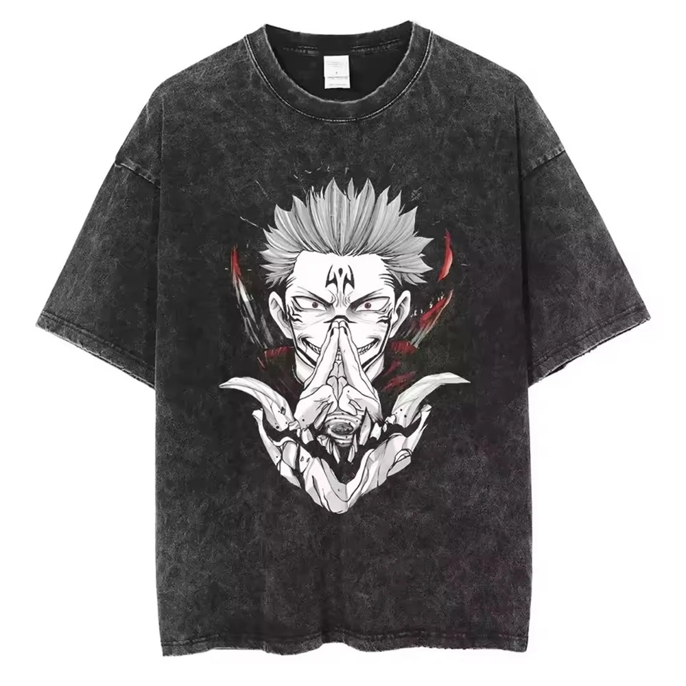 

New Jujutsu Kaisen Gojo Satoru Washed Short sleeved round neck Y2k Tshirt Men Clothing New in Top & Tees Mens T-Shirt 50862