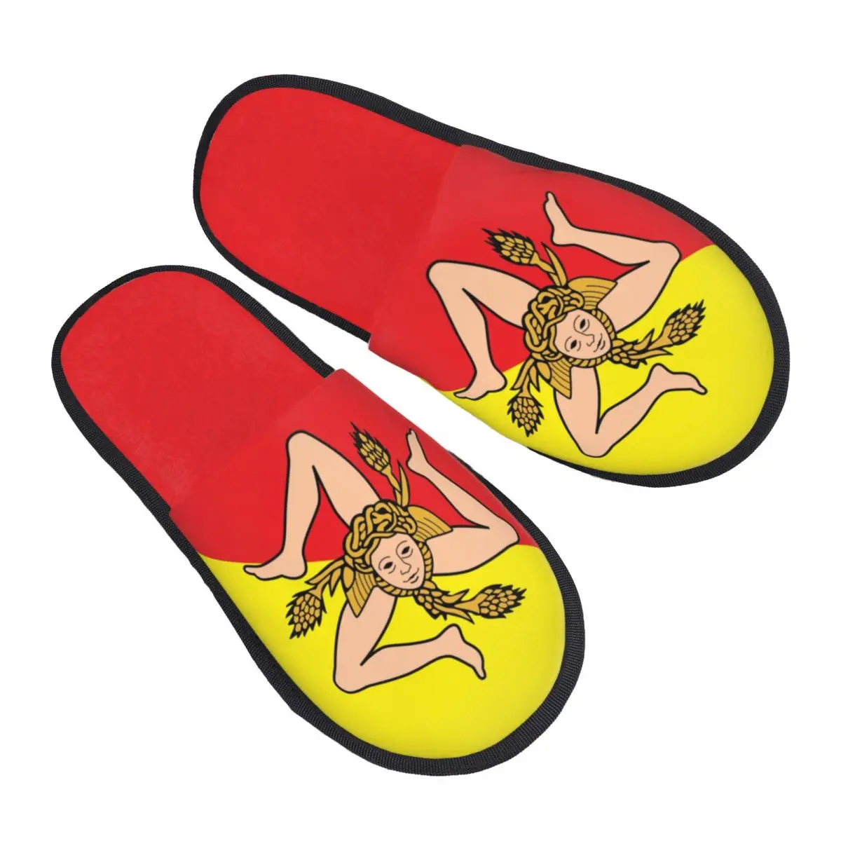 Custom Italian Island Sicily Flag Guest Slippers for Spa Women Italy Sicilian Bandiera House Slipper