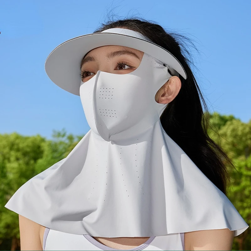 Detachable Face-Kini Ice Silk Mask & Hat Set Summer Outdoor Cycling Gear UV50+ Eye Protection Open-Top Visor Combo