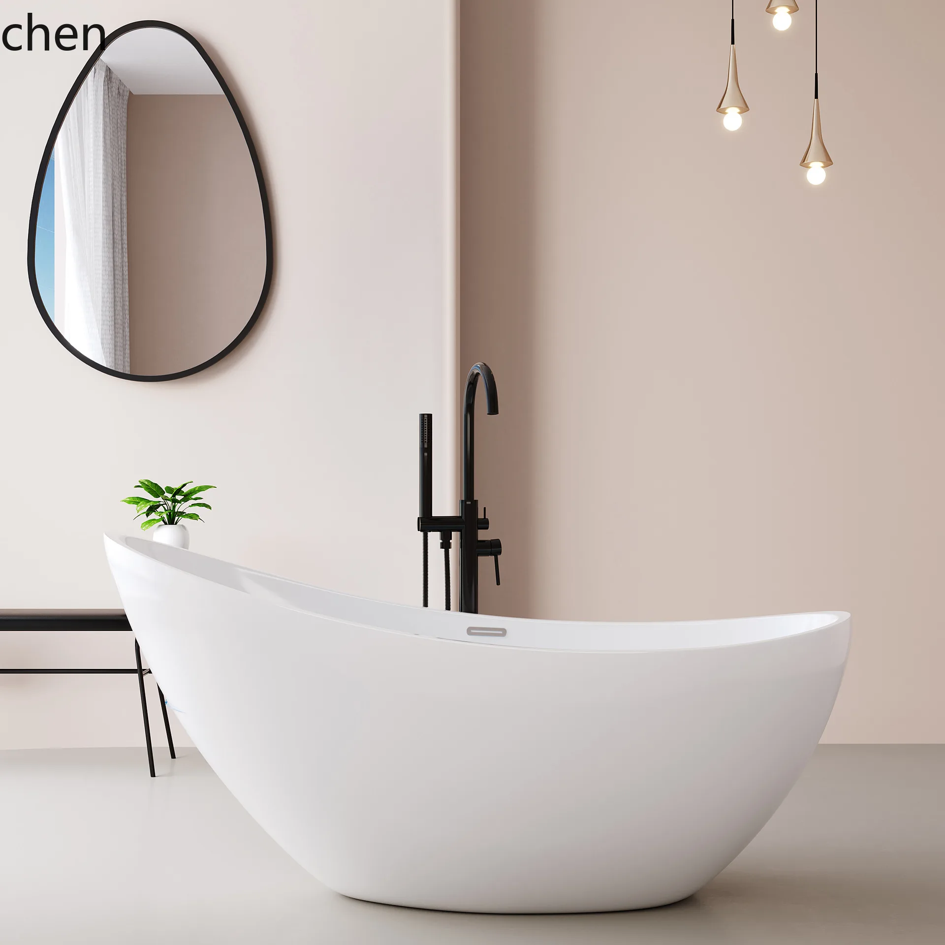 HXL Crescent-Shaped Freestanding Acrylic Adult Bathtub