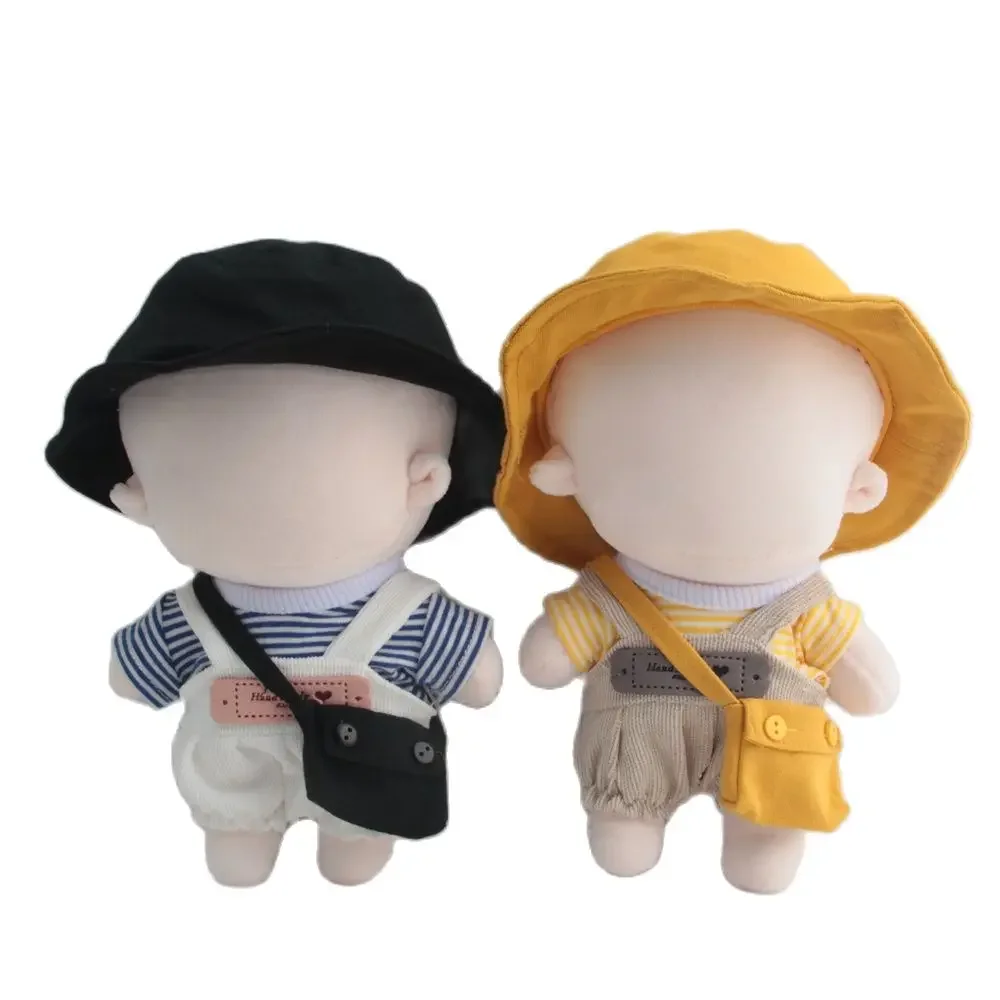 Doll Clothes for 20cm Korea Kpop EXO Dolls Plush Doll's Clothing Blue Striped Overalls Stuffed Toy Dolls Outfit for Idol Dolls