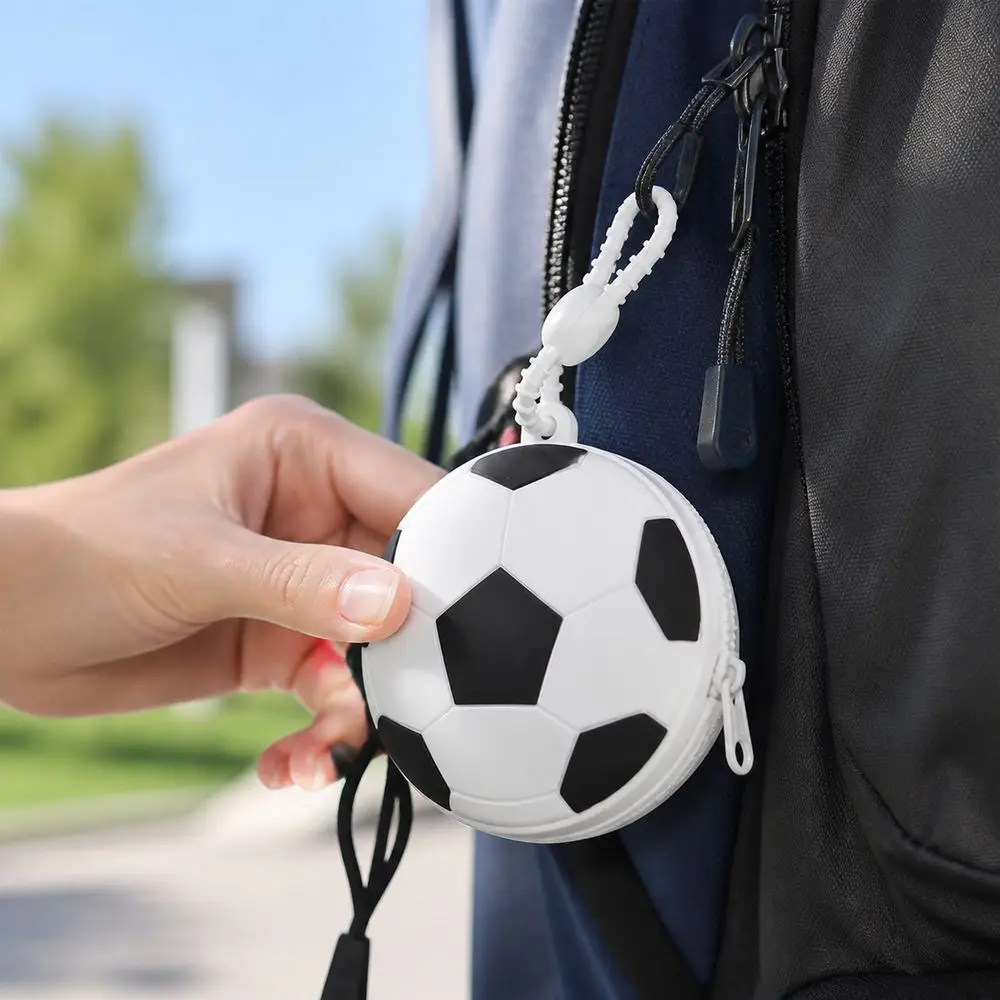 Portable Creative Sporty Ball Shaped Coin Purse Mini Cartoon Ball Shaped Pouch Waterproof Silicone Tennis Earphone Bag