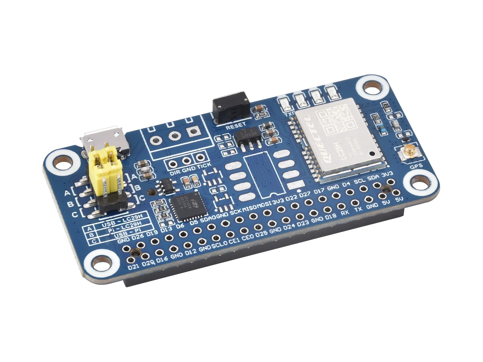 

LC29H(AA) GPS HAT,LC29H Series Dual-band GPS Module for Raspberry Pi, Dual-band L1+L5 Positioning Technology