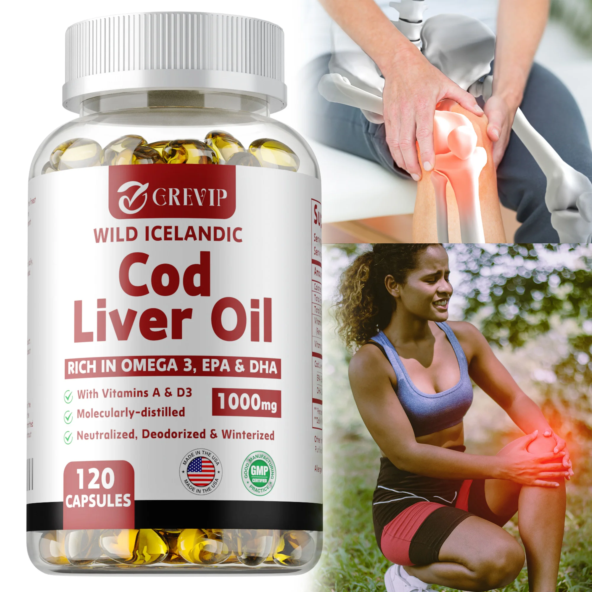 

Cod Liver Oil Capsules - Support Stress Relief, Supports Joint & Brain Health, Improve Memory and Intelligence, Boosts Immunity