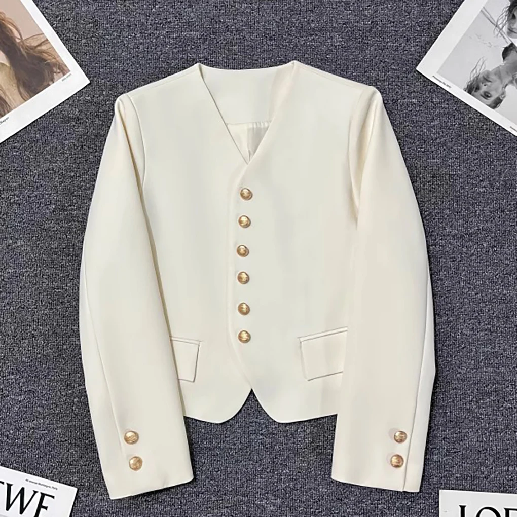 

Spring and autumn new Style beige women's suit jacket Fashionable high-end, elegant temperament, trendy versatile Ladies' coat