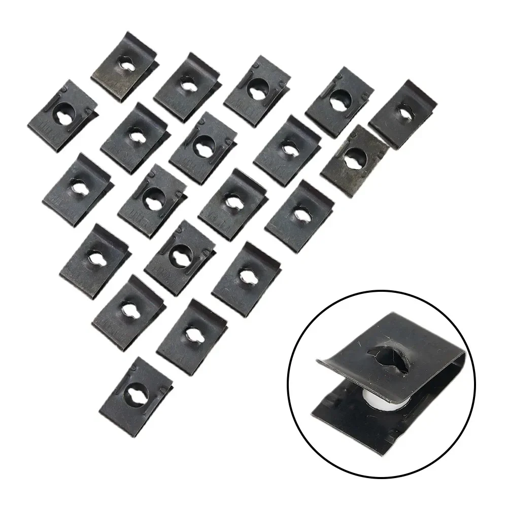 Hot Sale 20Pcs Metal U-Type Clips For Car Bumper Fender Trim Panel Fastener Leaf Board Fastener Grommet Clips Car Accessories