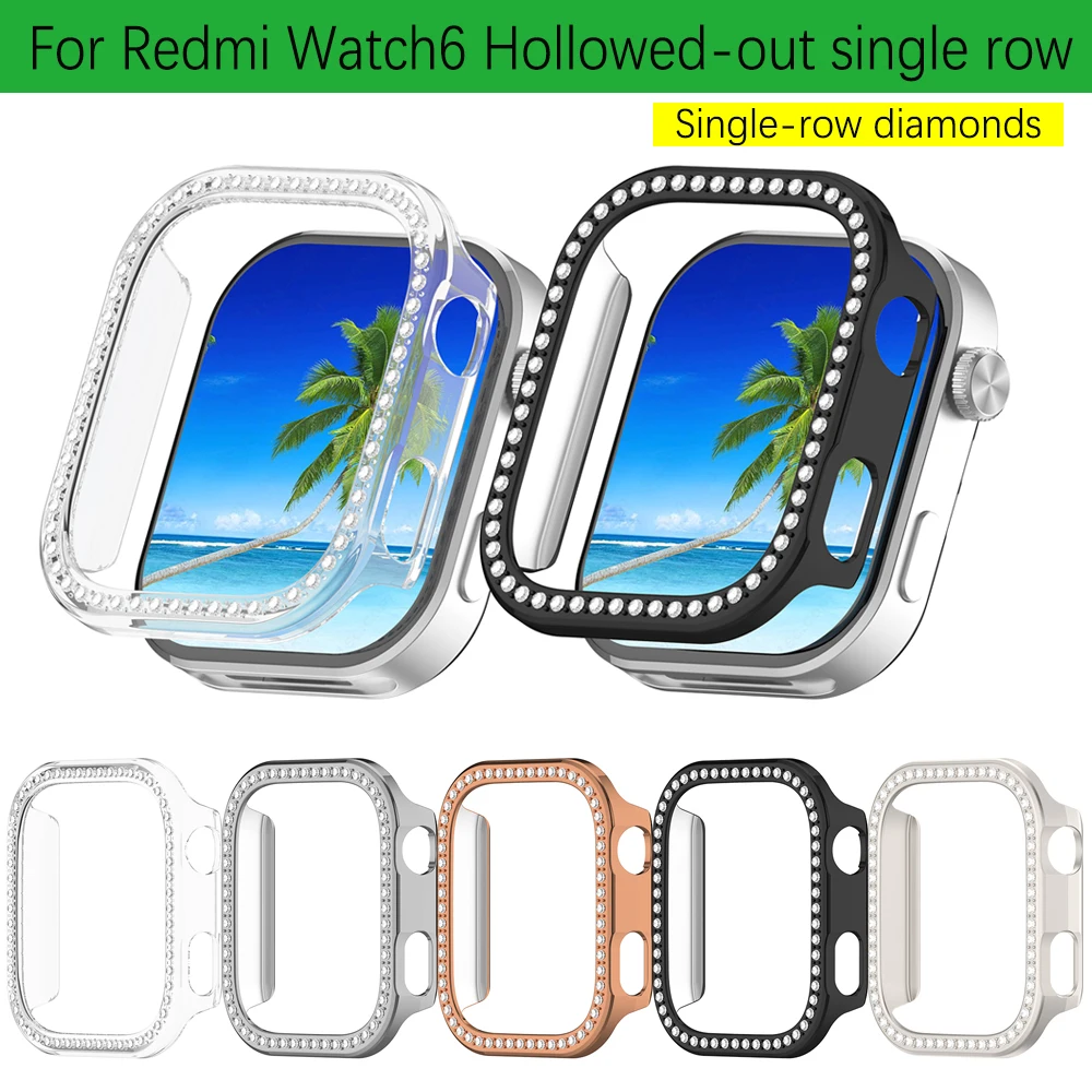 For Redmi Watch 6 Single-row diamonds Half Package Hollow Case Fashion Watch Shell For REDMI Watch  6 Accessory Replacement