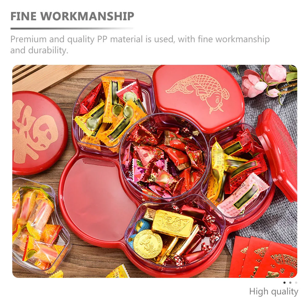 

Chinese Style Snack Box Plastic Fruit Tray Household Dried Food Holder Party Supply Snack Serving Plate