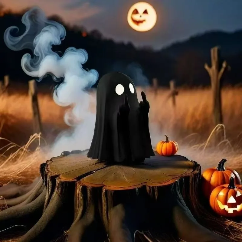 Halloween Funny Ghost Desktop Ornament PVC Soft Rubber Middle Finger Ghost Creative Party Gift For Table Decoration