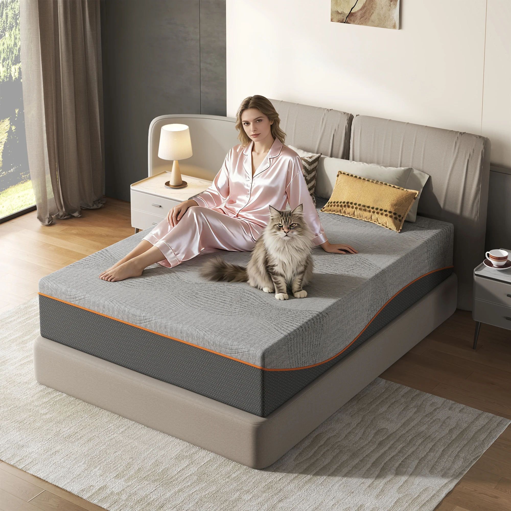 Full Size Durable Bedroom Mattress 12 Inch Memory Foam Fiberglass Free Soft Firmness Breathable Cooling Layers Certified Safe