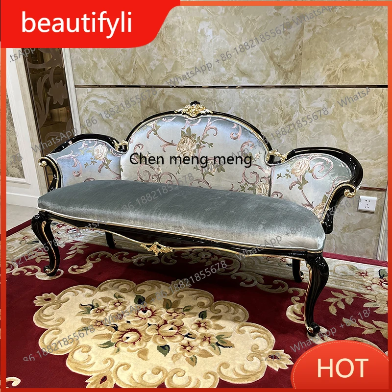 

A139 Французский табурет из цельного дерева, европейская кровать, диван для гостиной, табурет для пеленания обуви, роскошная прикроватная скамейка