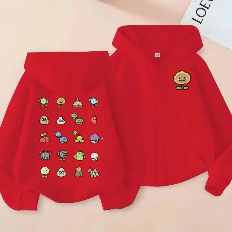 Q-version Plant لطيف مطبوعة الأطفال سستة سترة هوديي مقنعين سترة الأطفال متعة وملابس الأطفال عارضة #3