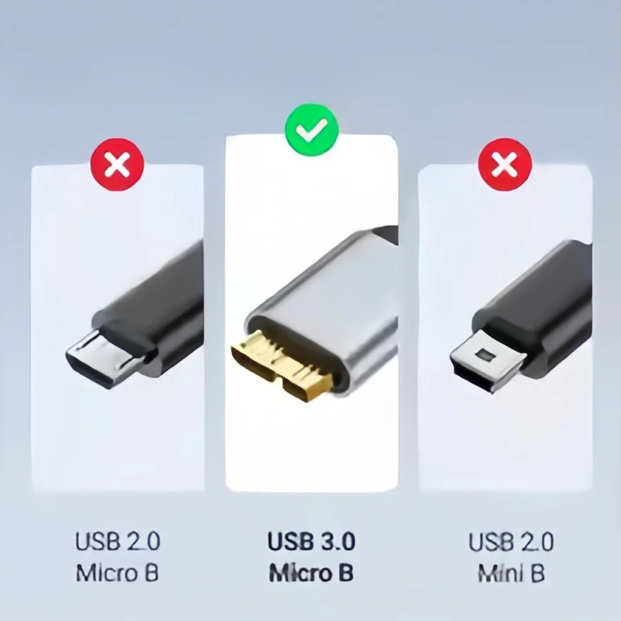 Cabo USB C para Micro B 3.0 (5 Gbps), Tipo C Macho para Micro B Fêmea, para Disco Rígido Externo/SSD (Toshiba,WD,Seagate), MacBook,Laptop