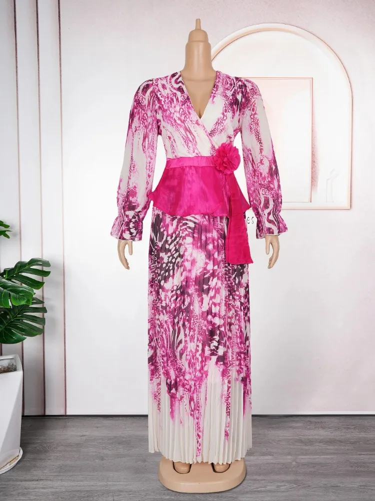 

2025 African Dresses Plus Size For Women Elegant Africa Clothing Wedding Party Long Sleeves Summer Dress Daily Ankara Dress