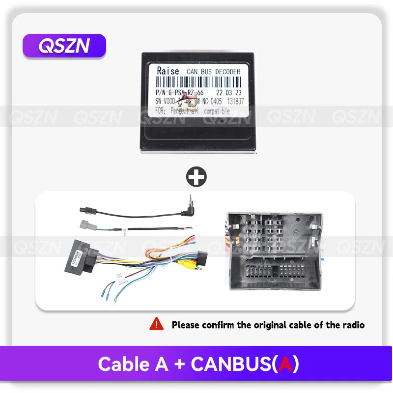 QSZN 2DIN Power Cable Canbus For CITROEN BERLINGO 2015-2018 9 inch Car Radio Fascias Frame Dashboard Panel Wiring Harness 16PIN