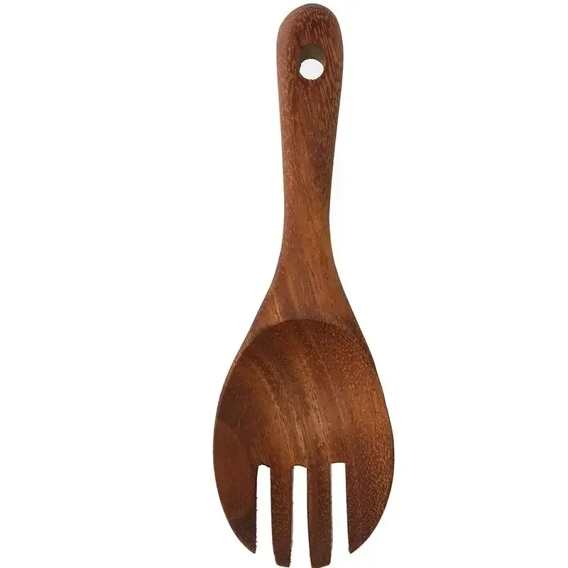 Juego de cucharas de madera grandes para servir ensalada y cena, utensilios de vajilla