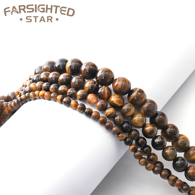 Farsighte Star Natural Stone Beads Tiger's Eye Round Loose Beads For Jewelry Making DIY Bracelet Necklace 4/6/8/10mm