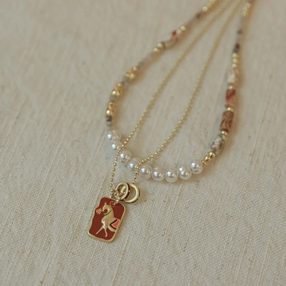 

Temperament Pendant Pearl Beaded Necklace Simple Stainless steel Beads Choker Neck Jewelry Charm Collarbone Chain Gifts