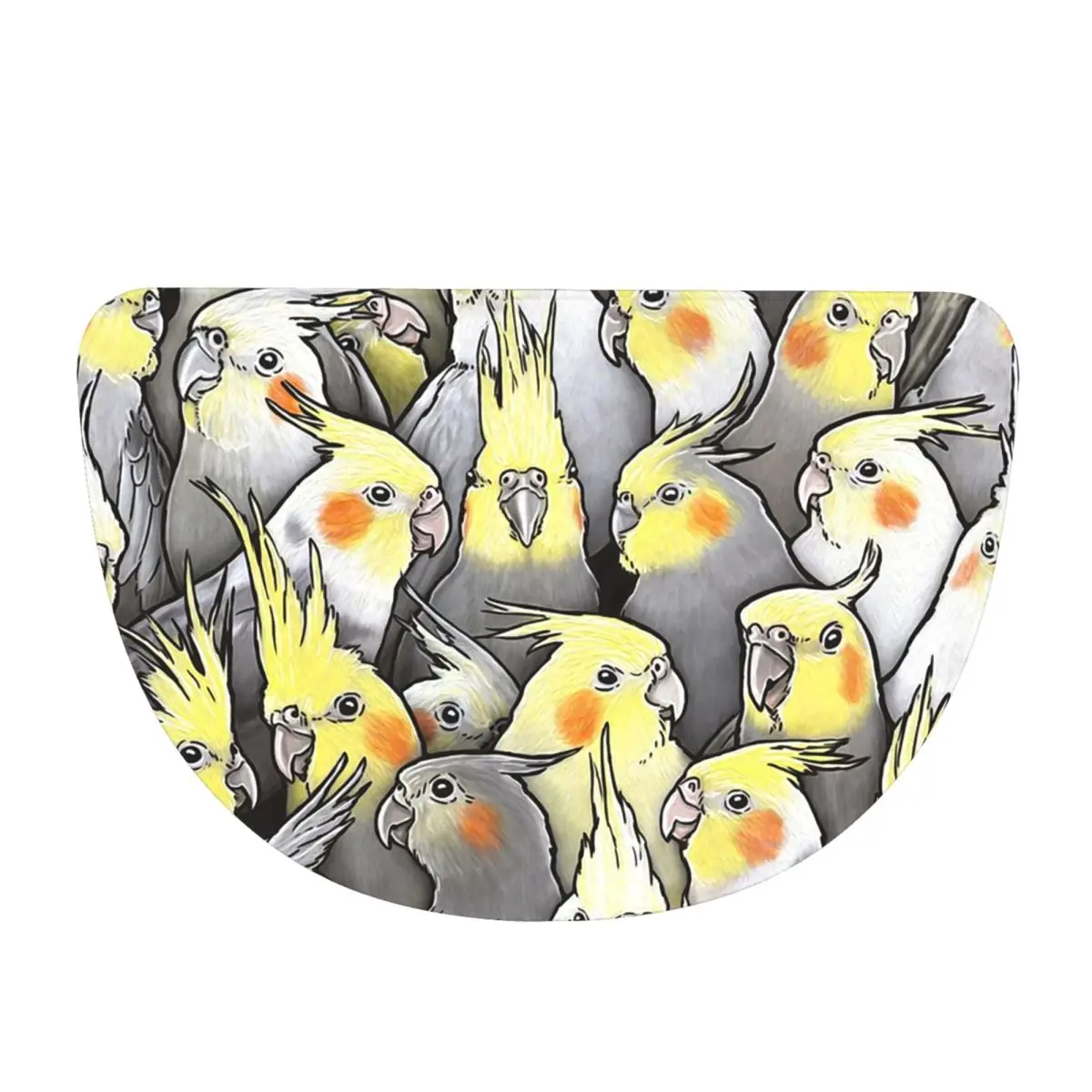 Cockatoo Cockatiel Parrot Galore Soft Flannel Half Round Doormat Non Slip Bathroom Mat Absorbent Floor Carpet for Home Bedroom