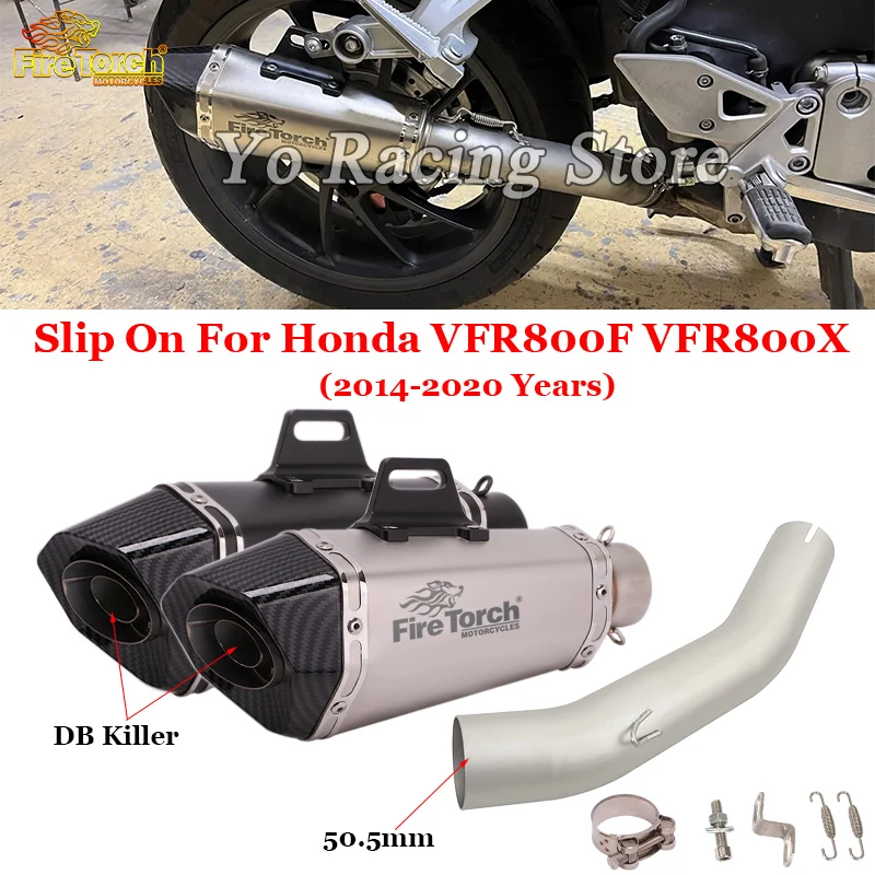 

Slip On Motorcycle Exhaust Escape Middle Link Pipe With Muffler Moto DB Killer For Honda VFR800F VFR800X VFR 800 X F 2014 - 2020