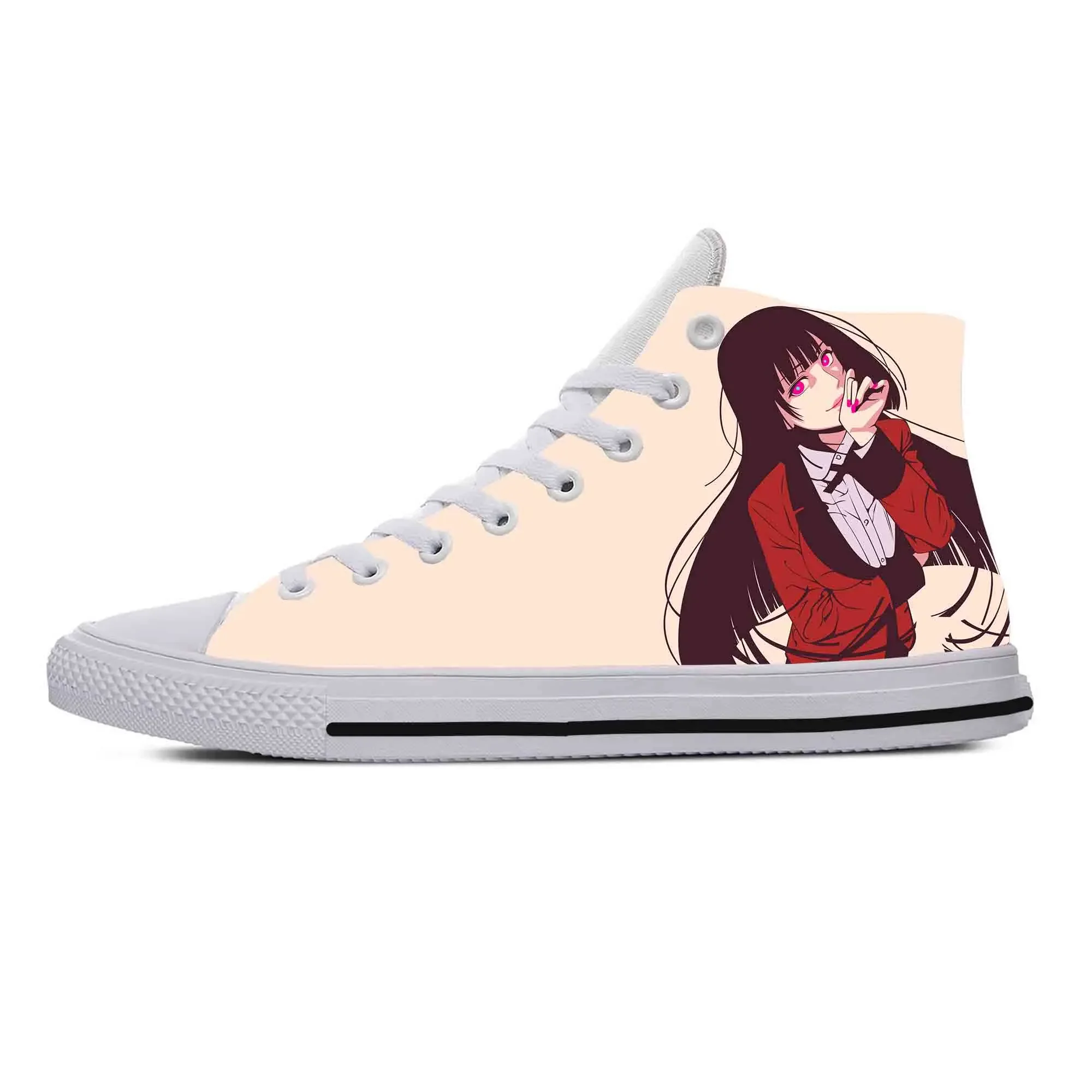 Anime Cartoon Manga Comic Kakegurui Jabami Yumeko Casual Cloth Shoes High Top Lightweight Breathable 3D Print Men Women Sneakers