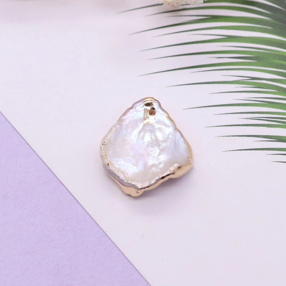 

White Natural Baroque Pearls Gold Color Edg Pearl Charms Mother of Pearl Fashion Necklaces Handmade DIY Lady Gifts